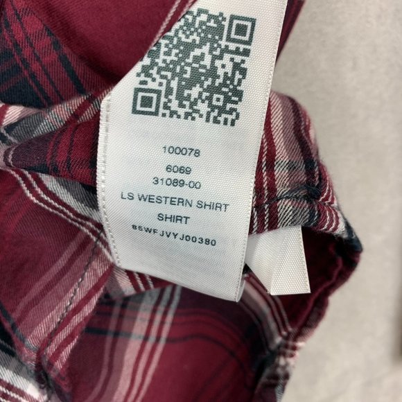 True Religion Men Shirt 2XL Red Plaid Western Snap Button Up Long Sleeve Pockets - Picture 6 of 10